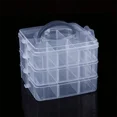 thumbnail image 5 of Caja de almacenamiento de plástico con compartimento apilable ajustable con mango transparente de 3 niveles para organizar sellos, joyas y accesorios, 5 of 5