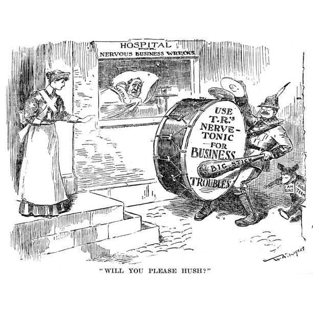 Roosevelt Cartoon, 1908. /Ncartoon About President Theodore Roosevelt'S Policies Toward Business