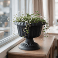 thumbnail image 6 of huayou Vintage European Pedestal Plastic Planter, Retro Fluted Urn Flower Pot for Hydroponic Greenery Patio Garden Home Decoration, 6 of 6