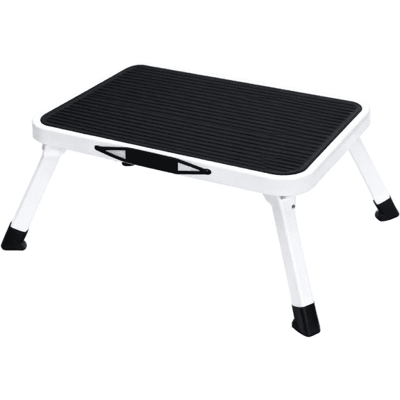 IULULU Foldable Car Wash Stool with Non-Slip Platform & Rubber Feet, Single-Step Ladder with Handle, 330lbs Capacity Sturdy Metal Foldable Stool for RVs & Outdoor Use