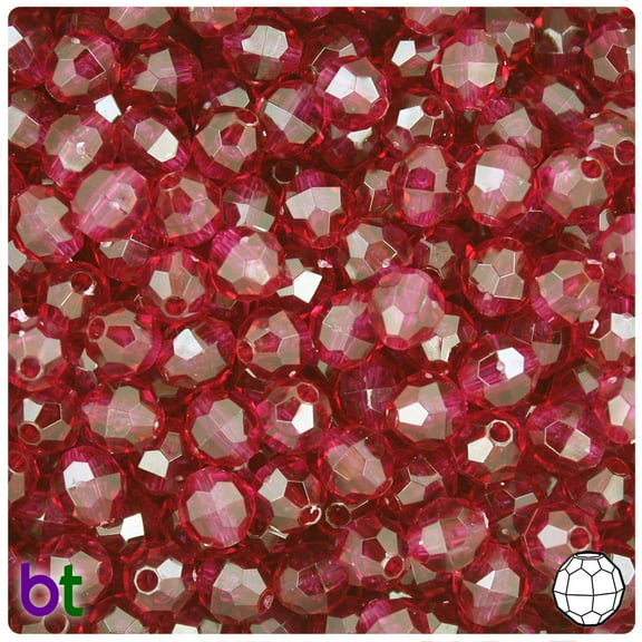 BeadTin Wine Transparent 8mm Faceted Round Plastic Beads (450pcs)