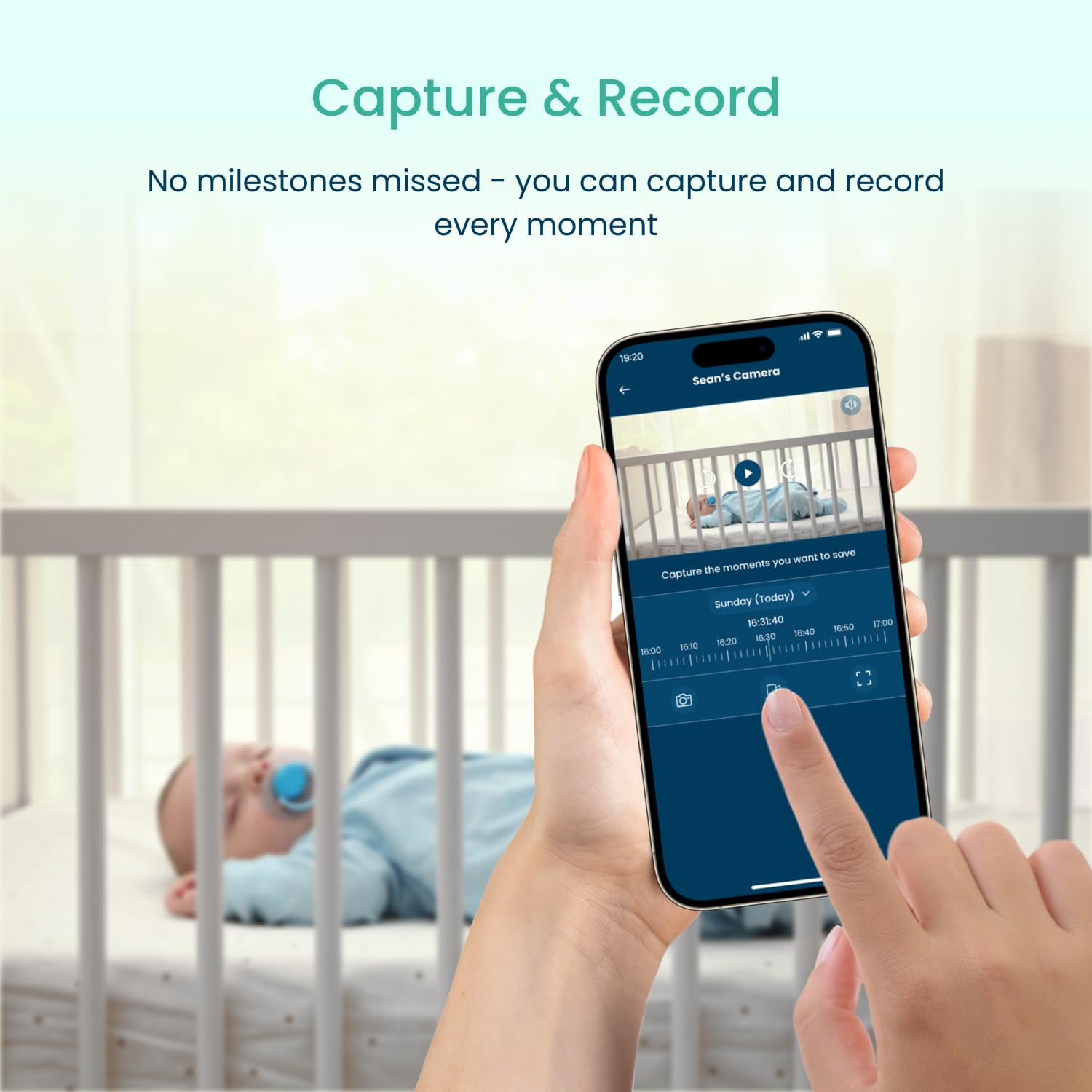 Babysense FullPeek 3MP Video Baby Monitor, WiFi Security Camera with Auto Tracking, Intelligent Motion & Sound Detection, Night Vision, Private Hidden Lens Mode, Supports SD Card