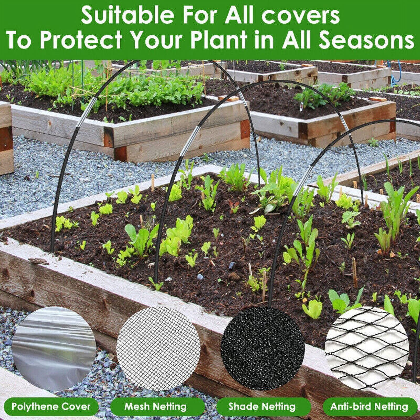 WEISIPU 90Pcs/set Garden Greenhouse Plant Hoop Grow Tunnel Hoop Support Tunnel Hoops