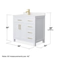 thumbnail image 5 of Wyndham Collection Beckett 36" Wood Single Bathroom Vanity in White/Gold, 5 of 6