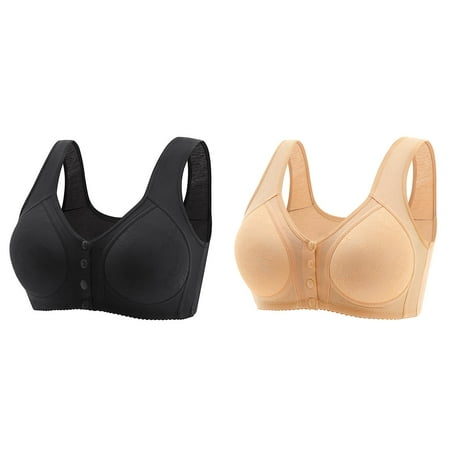 (2-Pack) 2025 New Women Casual Breathable Long Lined Sports Bra Tube Button Down Top Womens Bras Plus Size Bra Underwear without Steel Seamless Bras for Women Ring Gathering