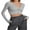 Gray, variant on Michellecmm Women's Solid Long Sleeve V-Neck Single Breasted Cropped Cardigan