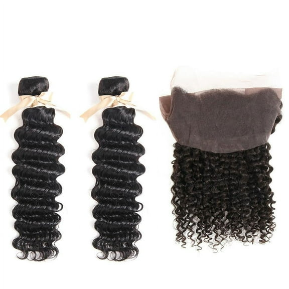 Ustar Virgin Hair 2 Bundles with 360 Frontal Deep Wave