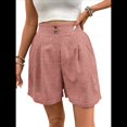 thumbnail image 2 of Pantalones Cortos de de Cintura Alta y Pierna con Bolsillos para Mujer, de Verano Rosa L, 2 of 7