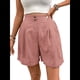 thumbnail image 2 of Pantalones Cortos de de Cintura Alta y Pierna con Bolsillos para Mujer, de Verano Rosa L, 2 of 7