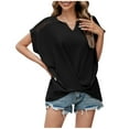 thumbnail image 2 of Sentmoon T-Shirts Noués pour Femmes Col en V Manches Courtes Hauts Décontractés Basiques Grande Taille Hauts d'Été pour Femmes 2025 jusqu'à 40% de Réduction, 2 of 6