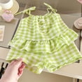 thumbnail image 3 of Ultrave Girls 2 Piece Gingham Outfit, Tie Shoulder Ruffle Cami Top & Shorts Set, Cute Summer Clothes for 1-10 Y, 3 of 6
