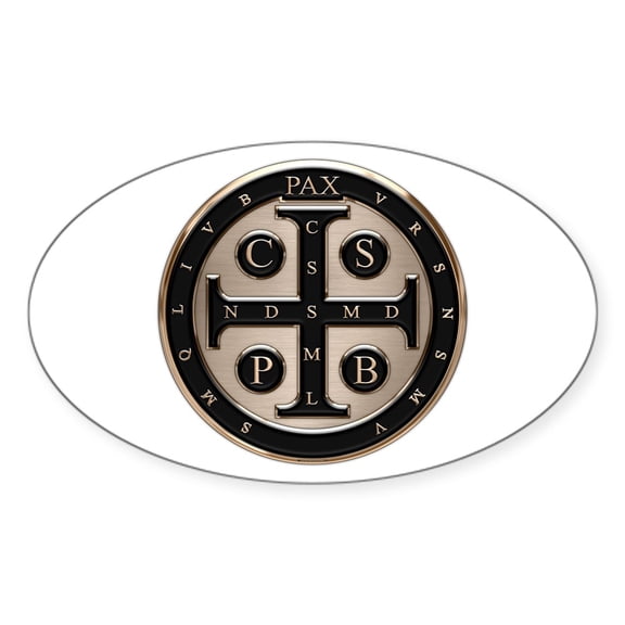 CafePress - St. Benedict Medal Sticker - Sticker (Oval)