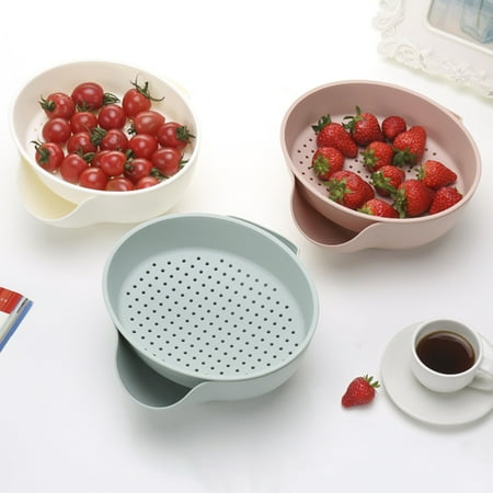 

Greenred Fruit Tray Multi-purpose Detachable Double-layer Vegetable Fruit Storage Box Bowl Kitchen Hollow Drain Basket for Living Room