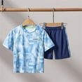 thumbnail image 2 of Auroural boys clothes size 6 outfits Children's Round Neck Short Sleeved Breathable Top Elastic Waist Shorts Mid Size Children's Sports Suit, 2 of 9