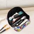 thumbnail image 2 of FORMRS Makeup Bag Travel Cosmetic Organizer for Women Fold Flat Zipper Pouch with Handle, Yelllow Simple Shapes, 2 of 8
