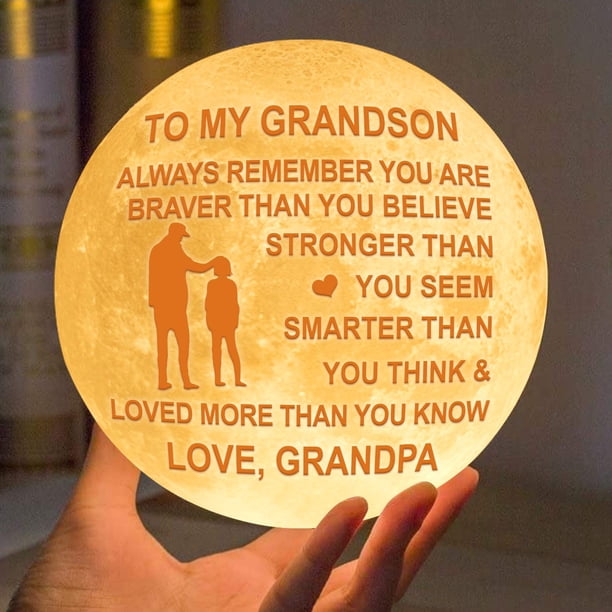 K Kenon Lámpara De Luna 3D Personalizada Para Nieto Regalo De Luz De Luna Con Impresión 3D Personalizada De 5,9 Pulgadas Para Nieto Regalo De Navidad De San Valentín (Para Nieto De Abuelo)