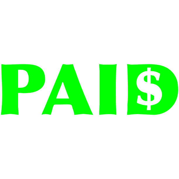 PAID Stock Stamp Money Symbol Green Ink PreInked Xstamper