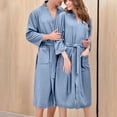 thumbnail image 2 of Sakmal Long Length Women's Robes Kimono Plus Size Waffle Loungewear for Women Blue Cute Robe for Women 3XL, 2 of 3