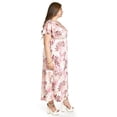 thumbnail image 2 of Vestido largo estampado hojas Roman Fashion /Tallas Extras, 42548 (Rosa flor) rosa 42, 2 of 6