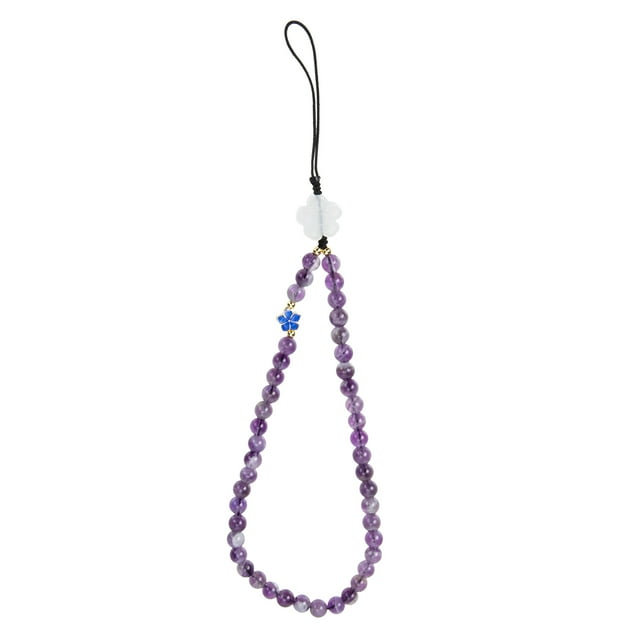 Pendentif de Cellulaire Court en Améthyste Naturelle Lanière de Téléphone Charme