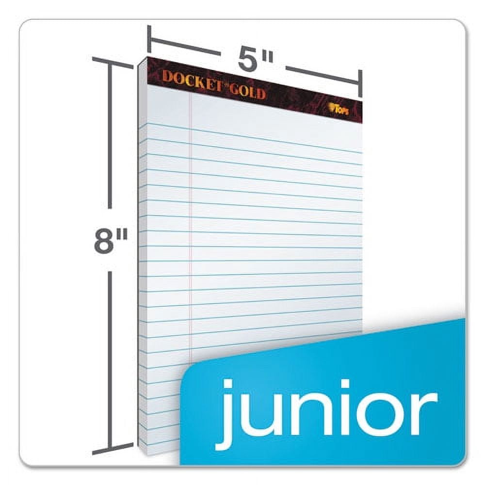 Docket Gold Ruled Perforated Pads, Narrow Rule, 50 White 5 X 8 Sheets, 12/pack | Bundle of 5 Packs