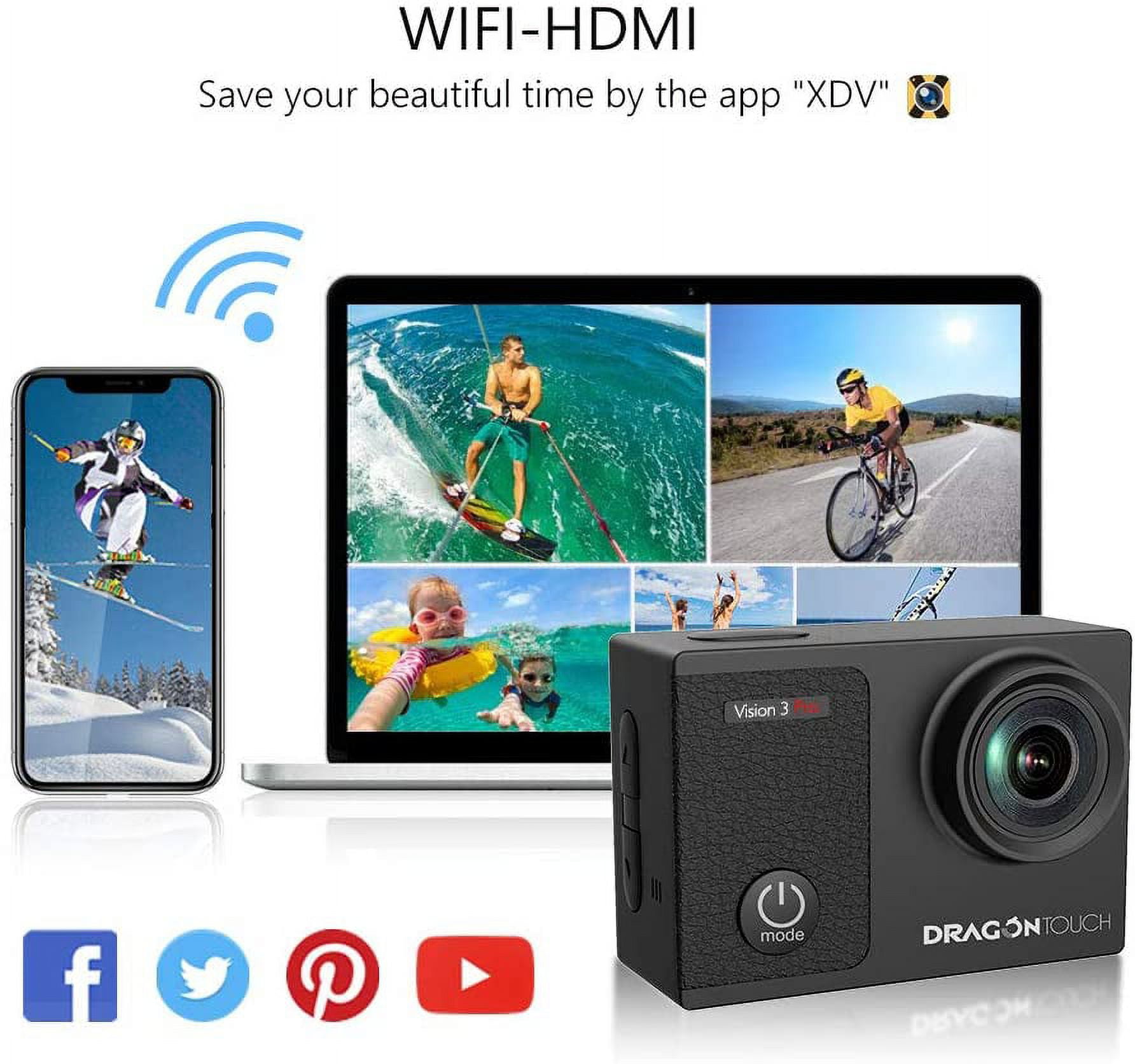 ★新古品★＜4K アクションカメラ ＞Dragon Touch VISION3 Pro Dragon Touch Vision 3 Pro 64 GB 4K Action Camera - Black for sale