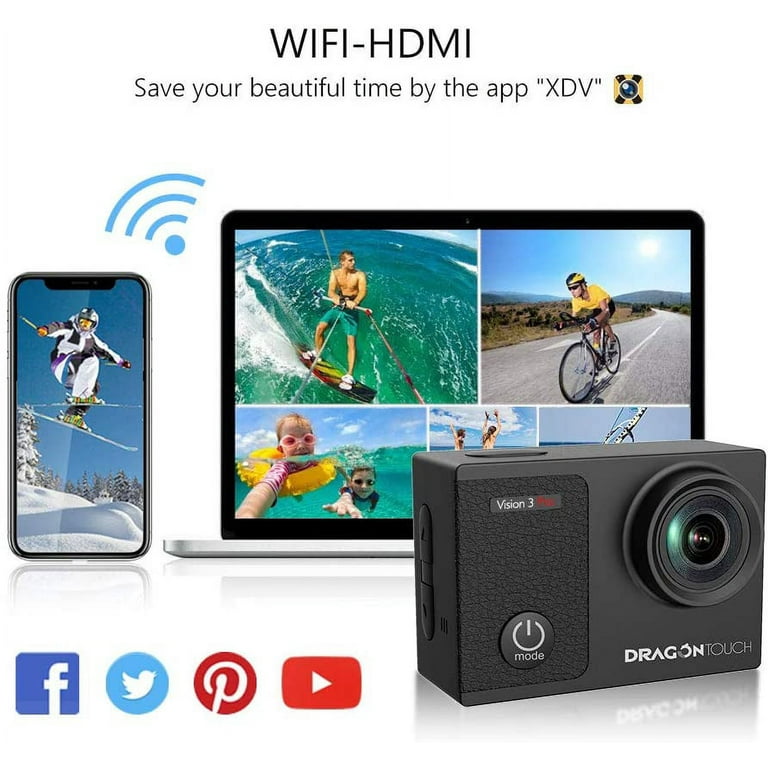 Dragon Touch Vision 3 Pro Action Camera,16MP 4K/60FPS 100ft Dragon Touch Vision 3 Pro Action Camera,16MP 4K/60FPS 100ft