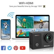 Dragon Touch Vision 3 Pro Action Camera,16MP 4K/60FPS 100ft Underwater Waterproof Camera W/ Touch Screen & Helmet Accessories