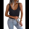 thumbnail image 2 of Camisetas Sin Mangas de Punto con Cuello en V para Mujer, Camisetas Informales Sin Mangas de Verano 2025, Suéter, Chaleco. Negro S, 2 of 10