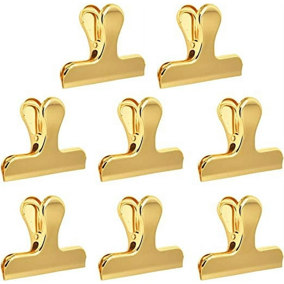 8 Pack Heavy Duty Stainless Steel Bag Clips, 3" x 2.4", for Coffee, Food, Bread, Kitchen, Home Use - Gold