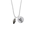 thumbnail image 2 of Delight Jewelry Two-tone Drop with Black Crystal Silvertone Script Initial Disc - G - Charm Necklace, 20"+3", 2 of 4