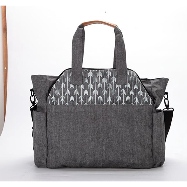 WRITWAA Sac à Couches Gris Grande Capacité avec Compartiment en Filet et Poche Zippée Cachée