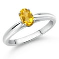 thumbnail image 2 of Gem Stone King 0.45 Ct Oval Yellow Citrine 10K White Gold Solitaire Engagement Ring, 2 of 4