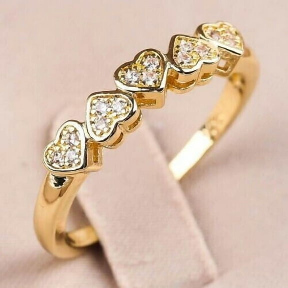2.00 Ct Round Cut Simulated Diamond Heart Wedding Ring In 14k Yellow Gold Plated