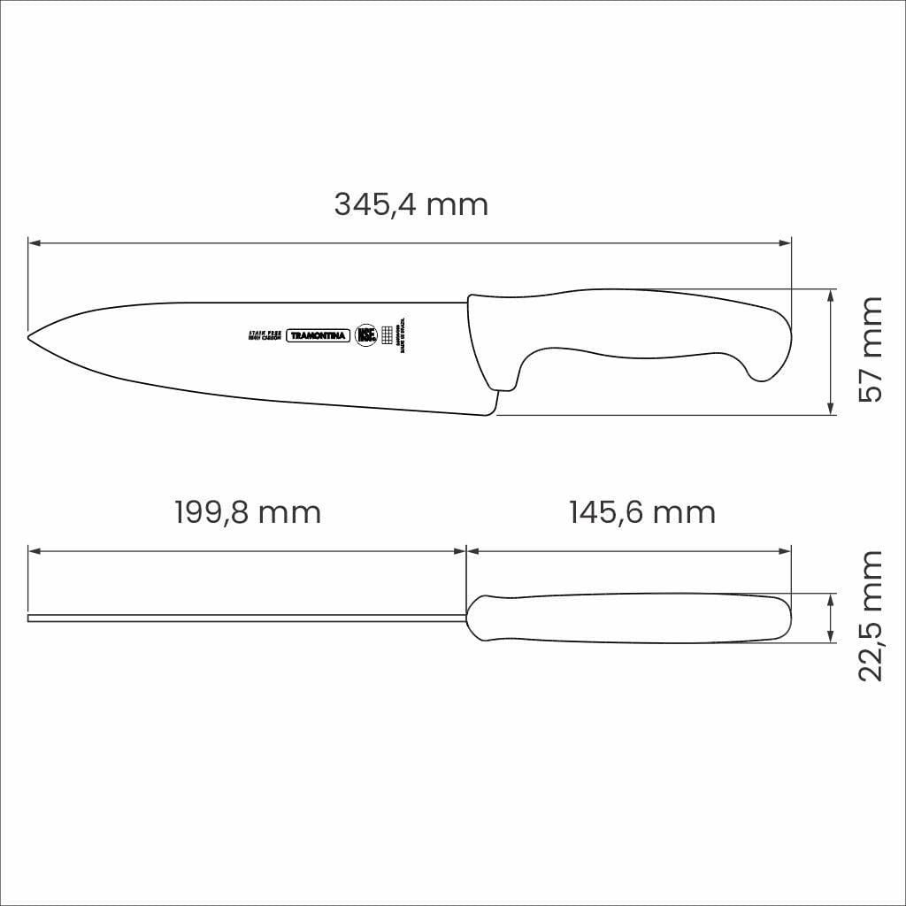 Couteau à steak Tramontina Professional de 20,3 cm (8 po) avec lame en acier inoxydable et poignée blanche en polypropylène