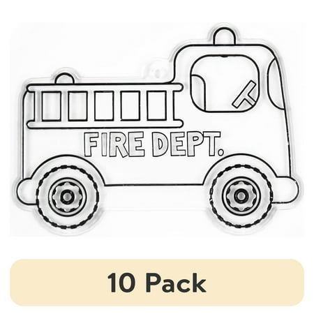 (10 pack) Hello Hobby Ready-to-Paint Fire Truck Suncatcher