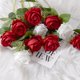 thumbnail image 2 of 10 piezas de rosas artificiales JINMJMXG flores de seda capullos de rosa falsos rosa oscuro, 2 of 5