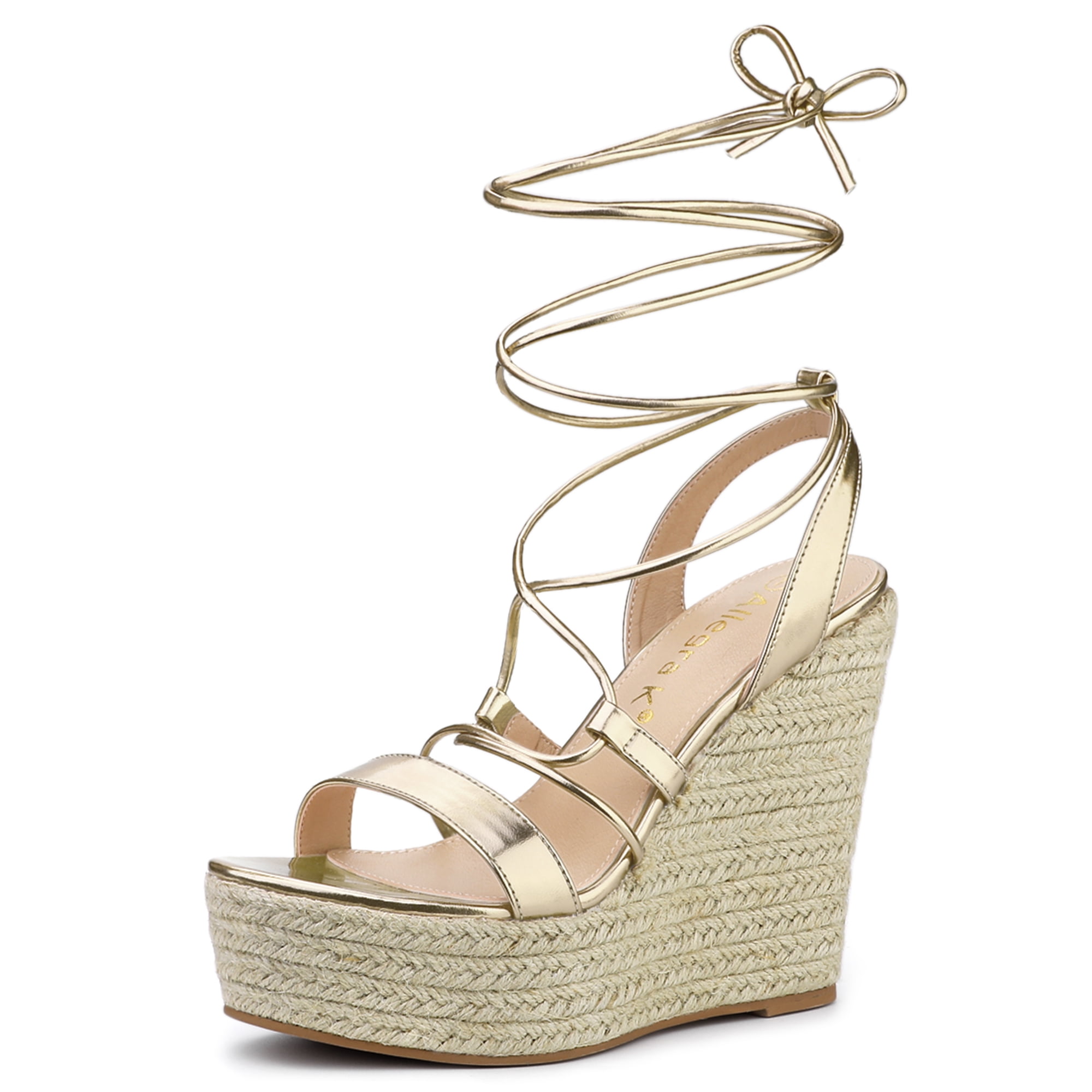 Gold lace up wedges hot sale