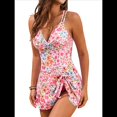 thumbnail image 3 of Traje de Baño de una Pieza con Falda Cruzada para Mujer, con Control de Abdomen, Falda. Rosa M, 3 of 9