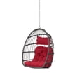 thumbnail image 5 of Swing Egg Chair, Wicker Hanging Chair with Hanging Chains and Cushion, Heavy Duty Frame, for Indoor/Outdoor, Patio, Poolside, Balcony, Bedroom, 360 lbs Capacity, Red, 5 of 9