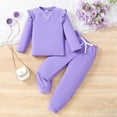 thumbnail image 2 of Sngxgn Toddler Girl Clothes,Girls Outfits Long Sleeve Puff Sleeve Tops Pant Toddler Girl Outfits Clothing Sets(Purple,8Y), 2 of 8