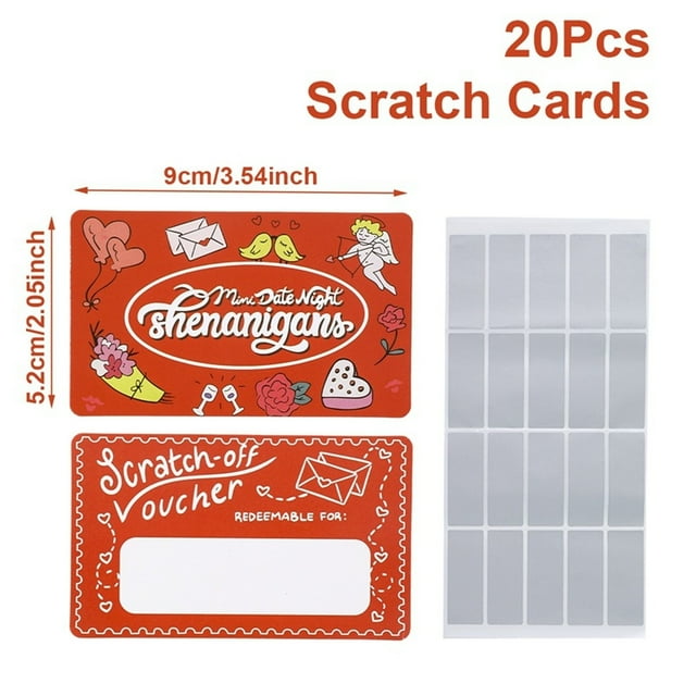 Ensemble de Cartes à Gratter Rouges de la Saint-Valentin 20 Pcs, Carte à Gratter de la Saint-Valentin avec Jeux Interactifs Créatifs Manuscrits Diy Faits Maison Carte à Gratter Enduite