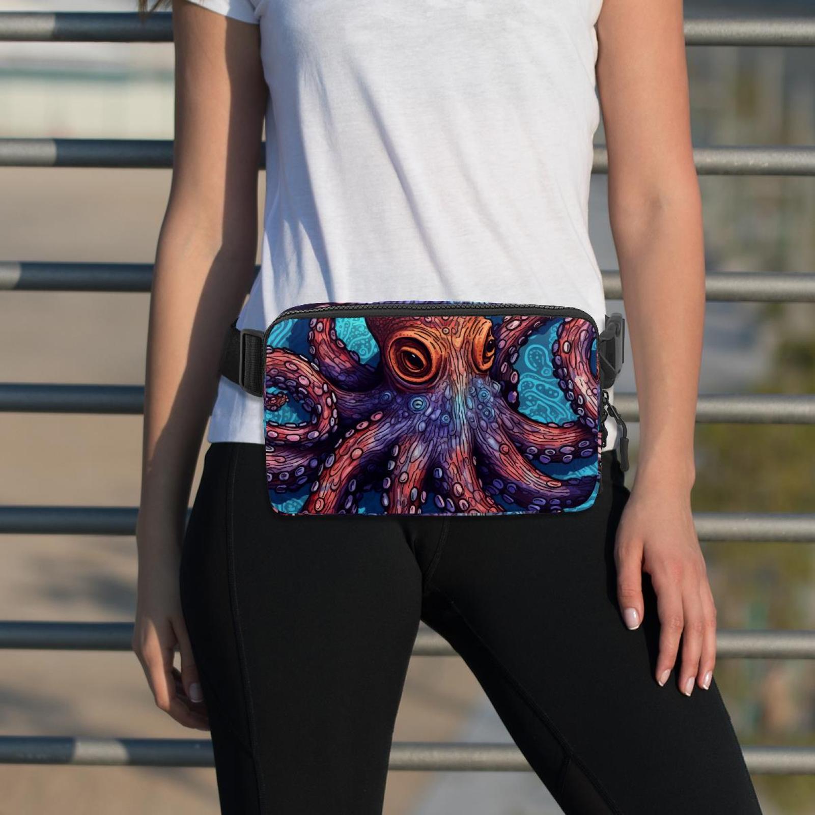 Octopus Lightweight Adjustable Fanny Pack with Extension Strap - Unisex Waist Packs Crossbody Bag