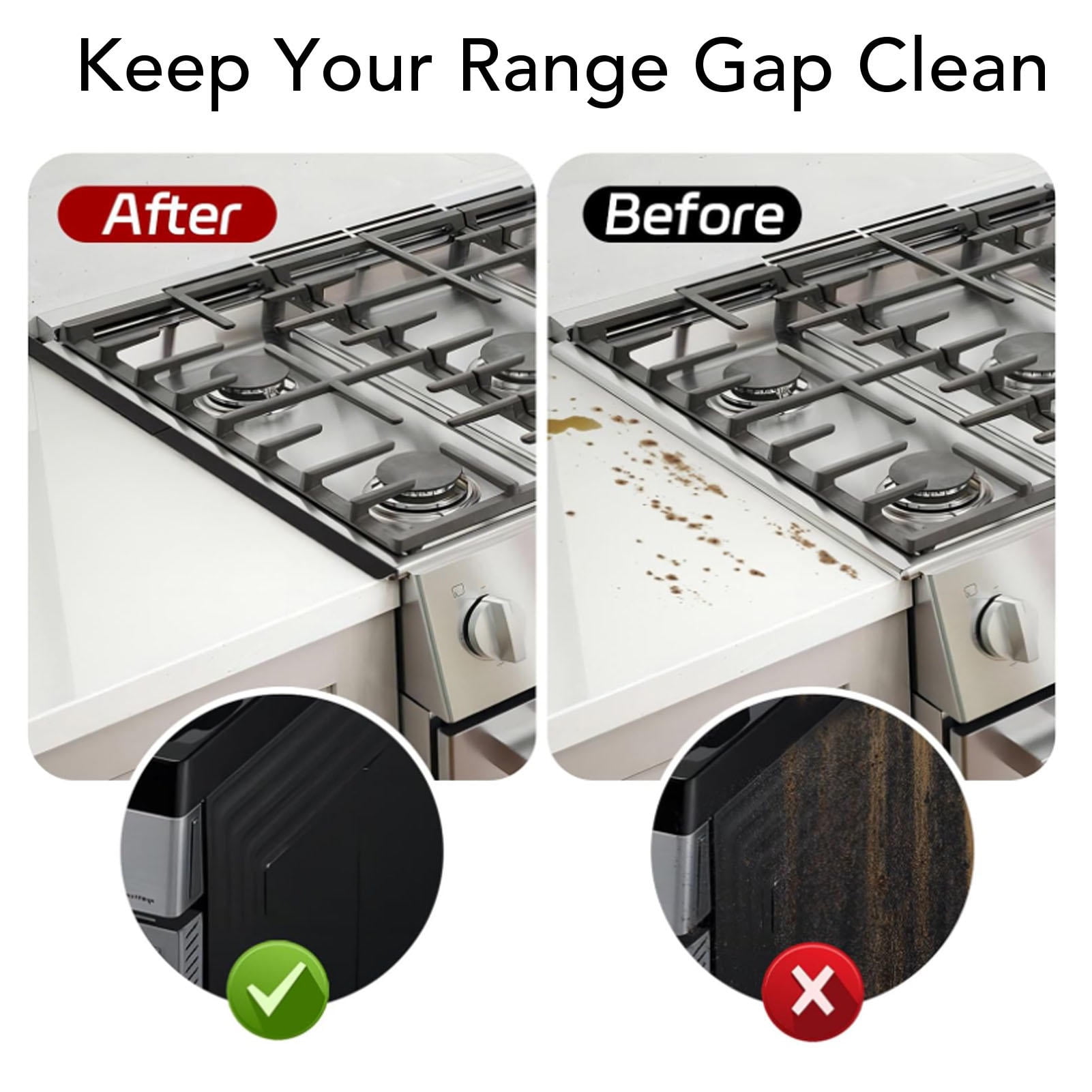 BIMZUC 2‑Pack Stainless Steel Stove Gap Covers – Heat‑Resistant, Adjustable 13.78‑27.17in, Easy‑Clean, Dishwasher Safe Kitchen Trim Kit