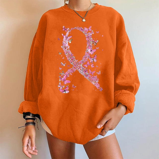 Simua Women Breast Cancer Awareness Sweatshirt Pink Ribbon Sweatshirts We Fight Together Pullover Tee