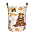 thumbnail image 2 of Uemuo Cute Bee Honey Jar Hive Bear Pattern Circular Laundry Hamper Basket with handles,Collapsible laundry basket,Large capacity laundry hamper,Laundry Organizer-, 2 of 8