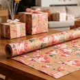 thumbnail image 4 of Vintage Kraft Floral Wrapping Paper Roll - 17 In X 32.8 Ft, Gift Wrap for Baby Shower, Birthday, Valentines, Mother's Day, Graduation, Wedding, Fathers day, Christmas (1PC, F), 4 of 8
