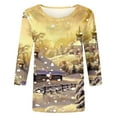 thumbnail image 4 of Uootdi Christmas Gifts Christmas Shirts for Women 3/4 Sleeve Round Neck Tunic Tops Glitter Xmas Tree Print Tshirt Gift Pullover Blouses, 4 of 4