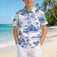 thumbnail image 5 of Ulanda Boys Hawaiian Shirt Short Sleeve Button Down Shirt Casual Floral Tropical Beach Shirts 6-14 Years (Navy, 14-15 Years), 5 of 7