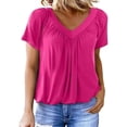 thumbnail image 2 of TODOZO T Shirts for Women Loose Fit Casual Lightweight Soft Basic Tees Summer Tops for Women 2025 Women's Casual Summer T Shirts Short Sleeve V Neck Tops Tshirts Hot Pink M, 2 of 6